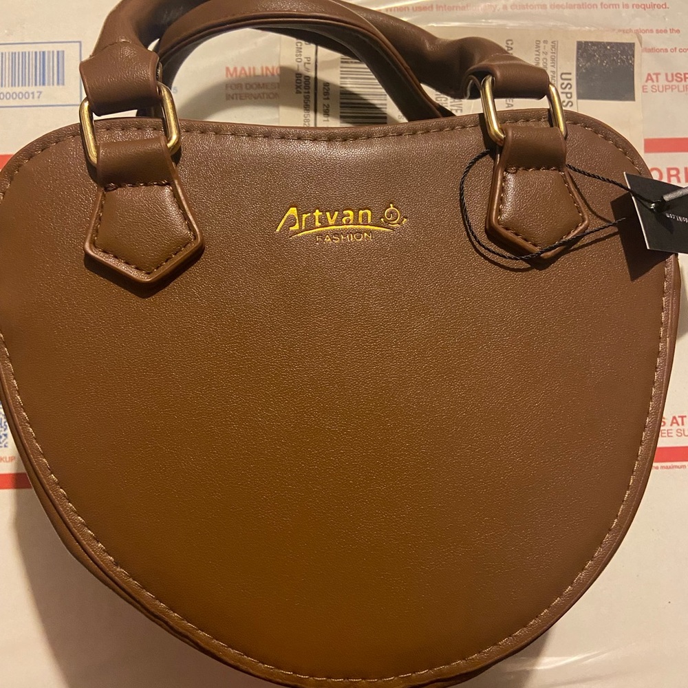 Brown heart shaped bag